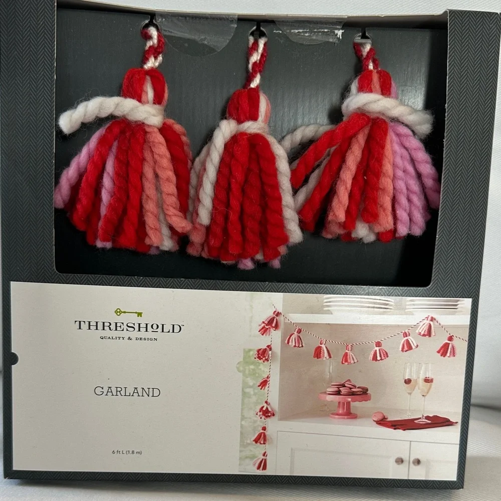 Threshold Festive Red and Pink Tassel Garland